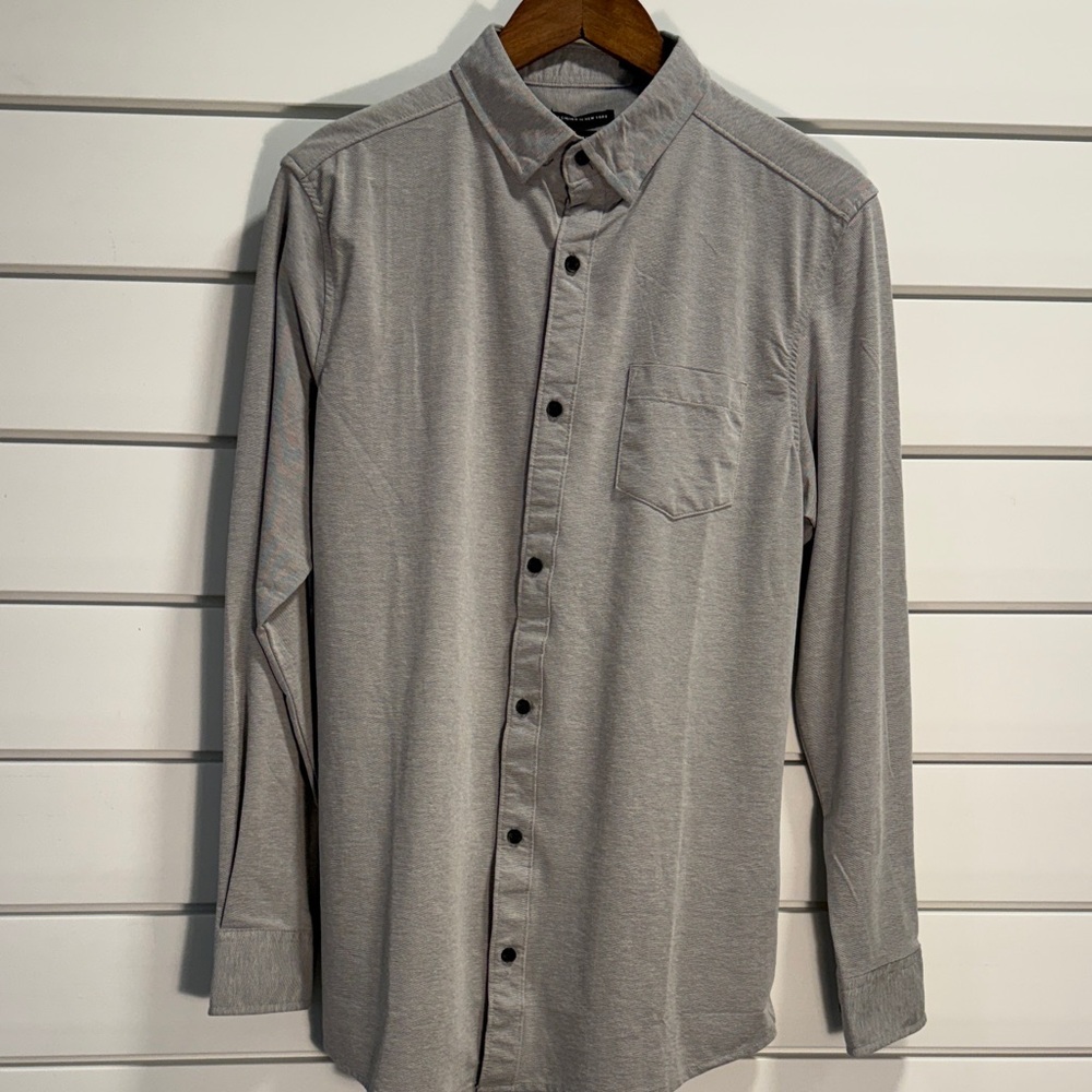 Kenneth Cole Men's Gray Casual Button-Down Shirt NWT